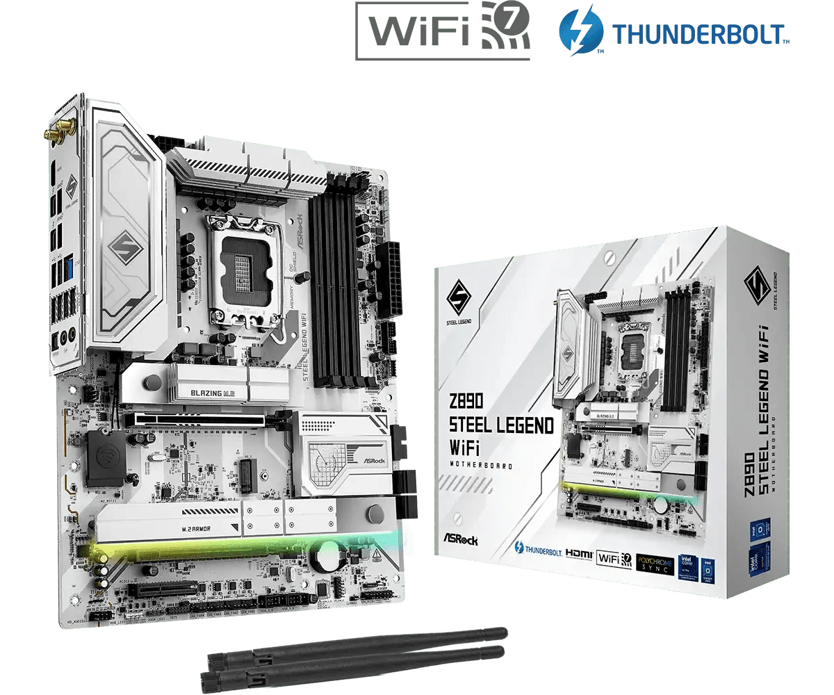 ASRock Z890 Steel Legend WiFi LGA1851 Socket Gaming Motherboard - Vektra Computers LLC ASRock Z890 Steel Legend WiFi LGA1851 Socket Gaming Motherboard - Vektra Computers LLC